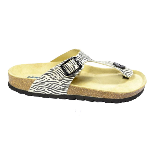 White-Black - Front - Sanosan Womens-Ladies Geneve Africa Zebra Print Sandals