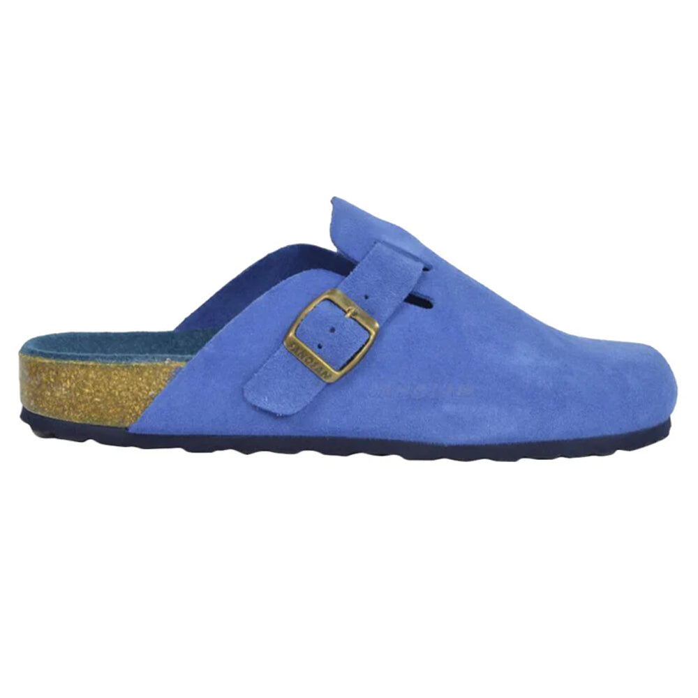 Royal Blue - Back - Sanosan Womens-Ladies Munich Suede Mules