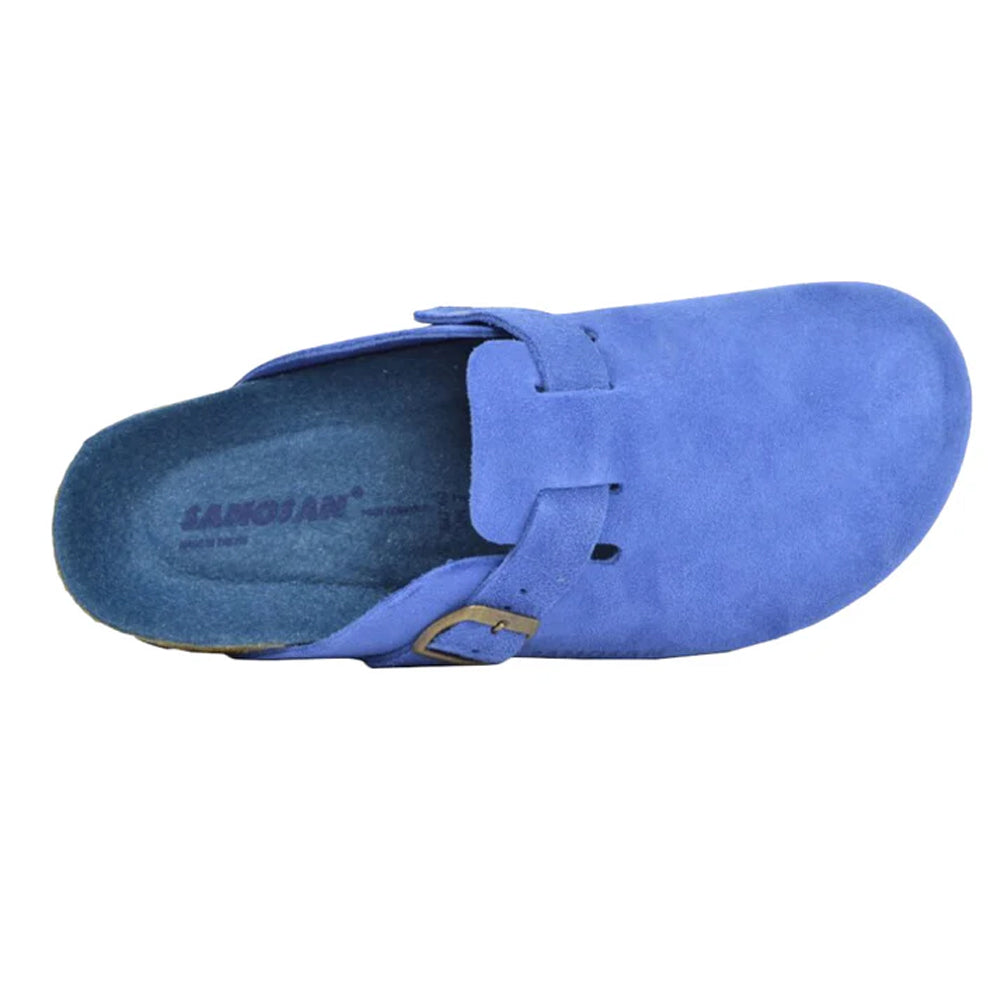 Royal Blue - Side - Sanosan Womens-Ladies Munich Suede Mules