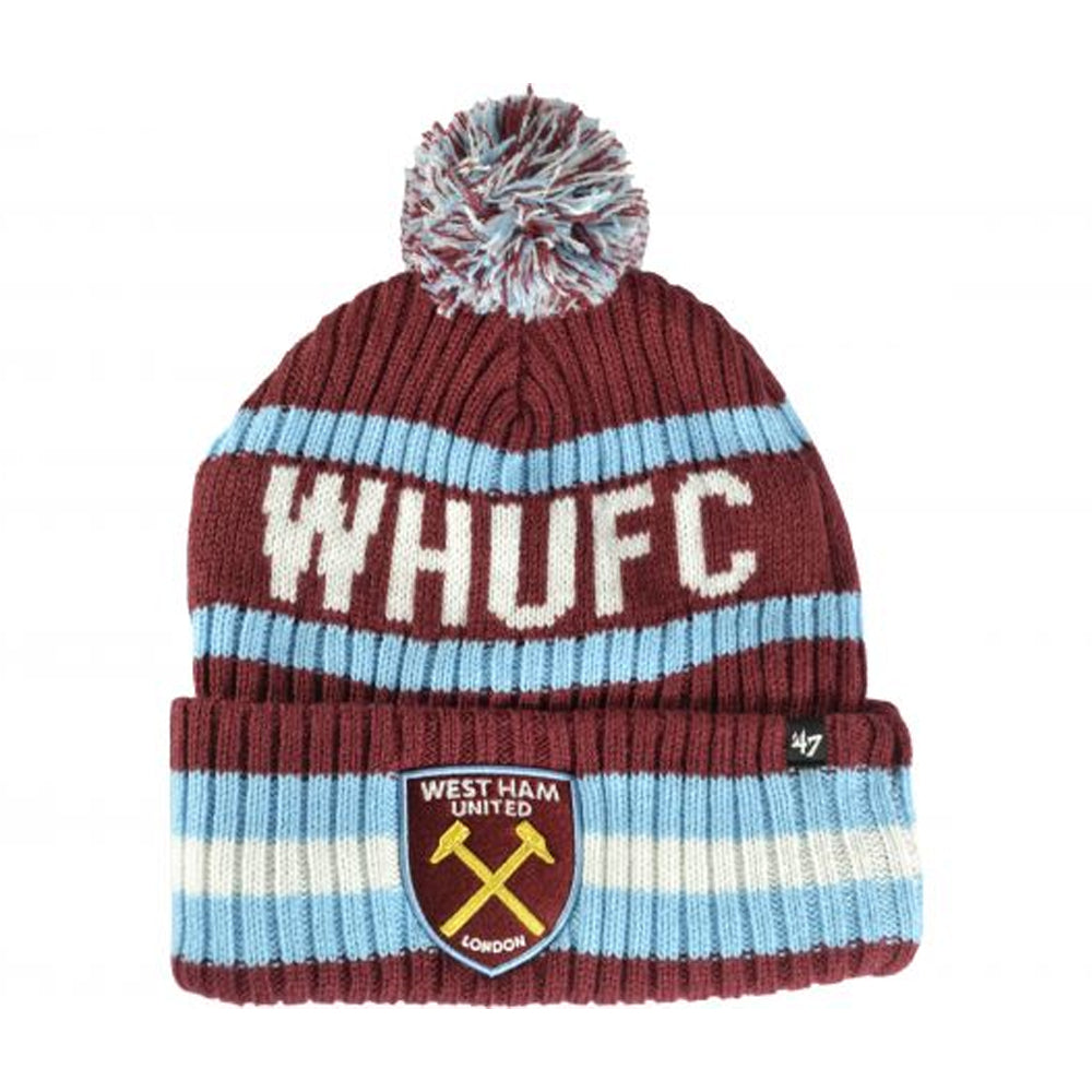 Cardinal-Sky Blue-Yellow - Front - West Ham United FC 47 Bobble Beanie