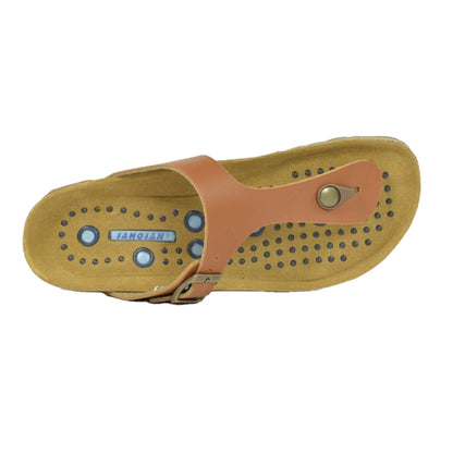 Brown - Side - Sanosan Womens-Ladies Siete Lunas Geneve Thong Sliders