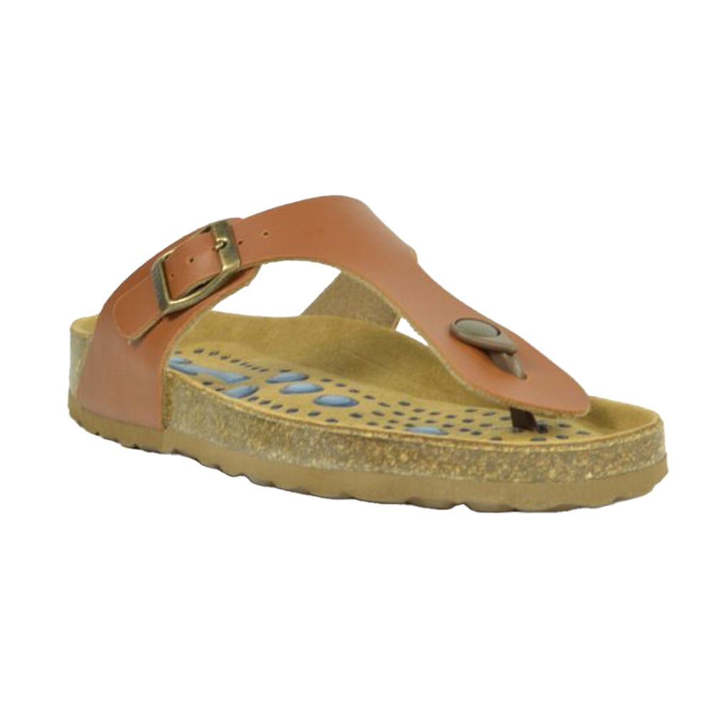 Brown - Front - Sanosan Womens-Ladies Siete Lunas Geneve Thong Sliders