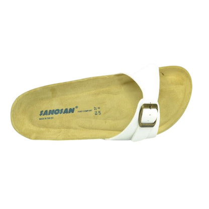 Sand-White - Back - Sanosan Mens Malaga Sano Floral Mule Sandals