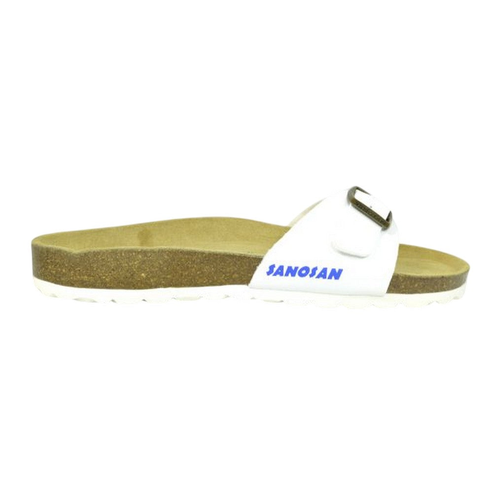 Sand-White - Front - Sanosan Mens Malaga Sano Floral Mule Sandals