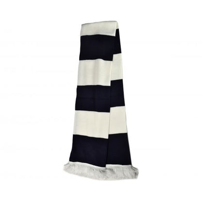 White-Navy - Back - The Long John Bar Scarf Unisex Adult Block Stripe Scarf