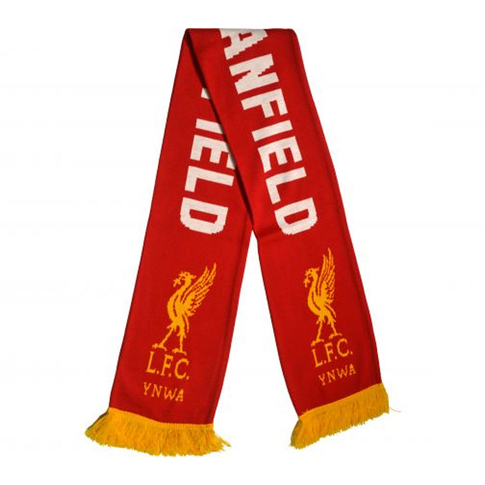 Red-Gold-White Solid - Back - Liverpool FC This Is Anfield Knitted Scarf