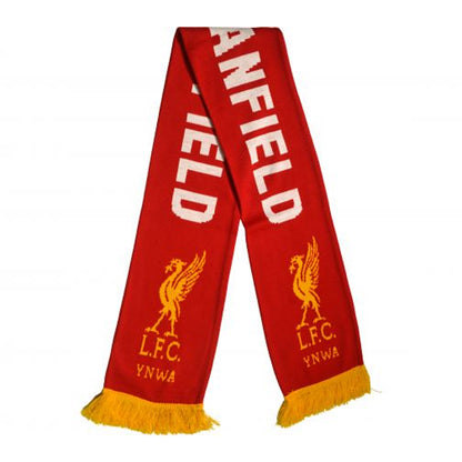 Red-Gold-White Solid - Back - Liverpool FC This Is Anfield Knitted Scarf