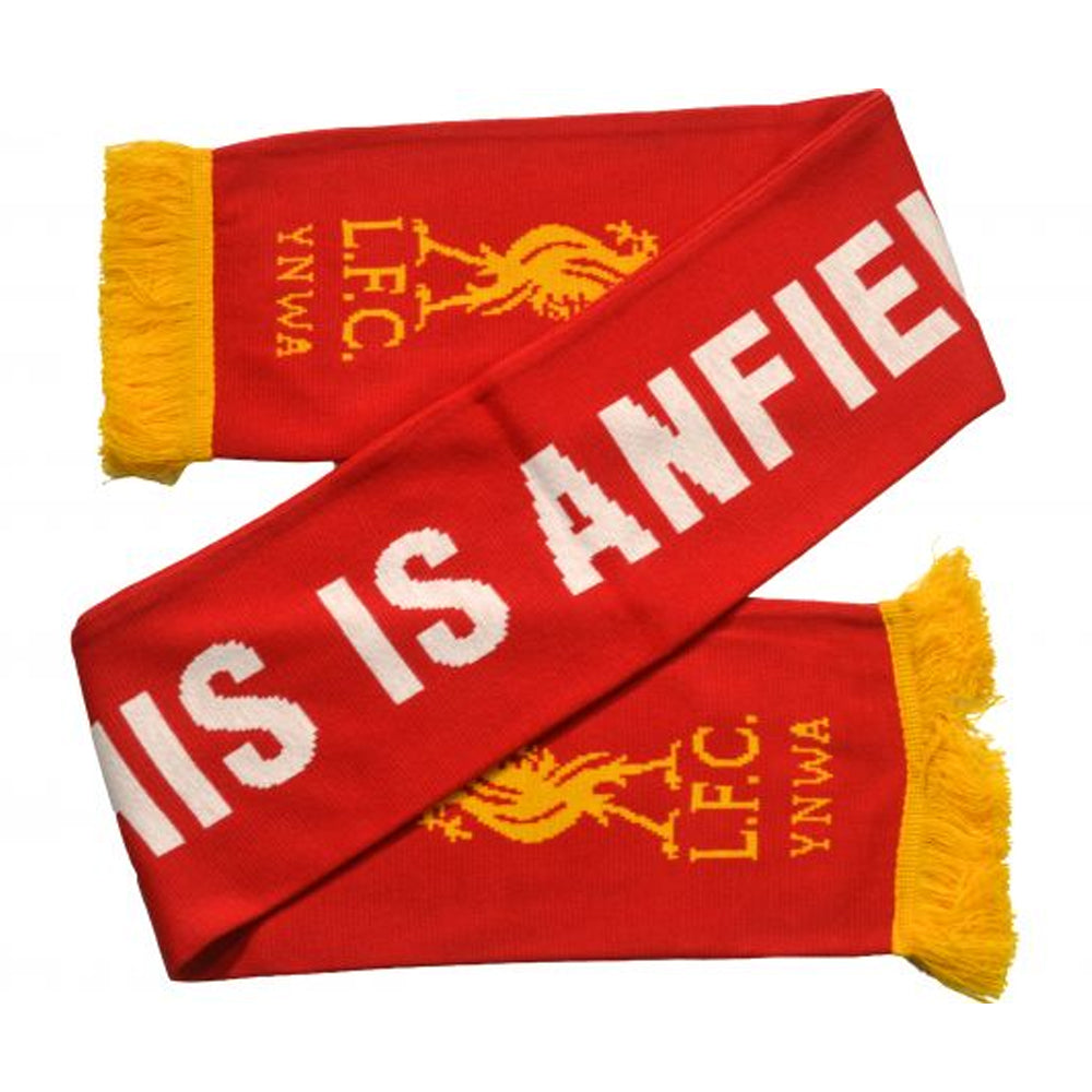 Red-Gold-White Solid - Front - Liverpool FC This Is Anfield Knitted Scarf