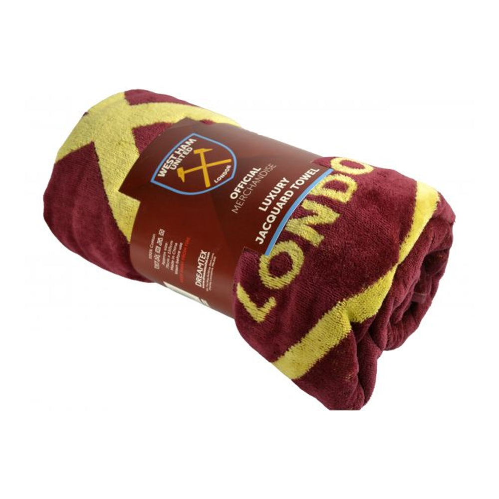Claret Red-Sky Blue - Back - West Ham United FC Jacquard Towel