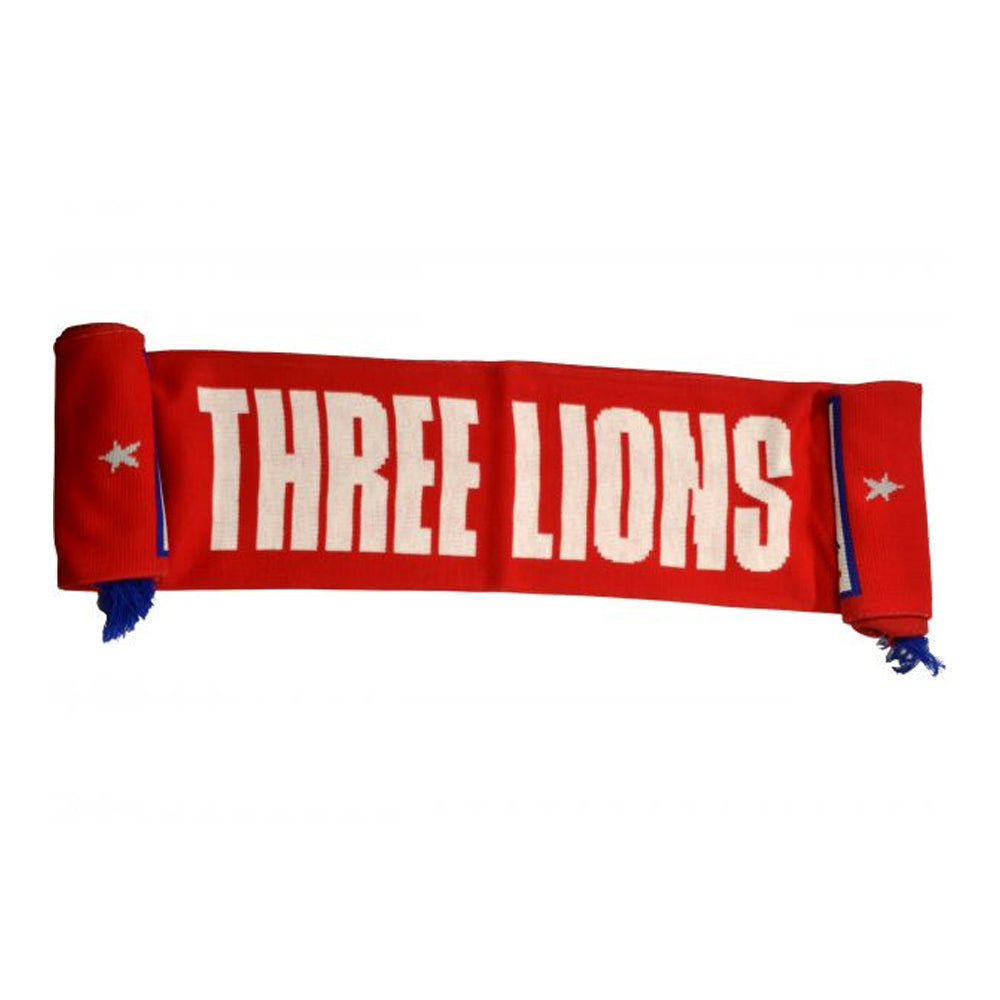 Red - Side - England FA Three Lions Jacquard Scarf