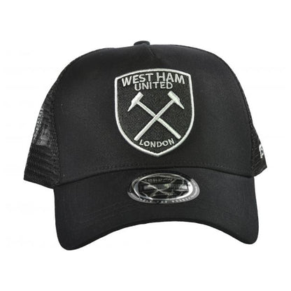 Black-White - Side - West Ham United FC Unisex Adult Mesh Snapback Trucker Cap