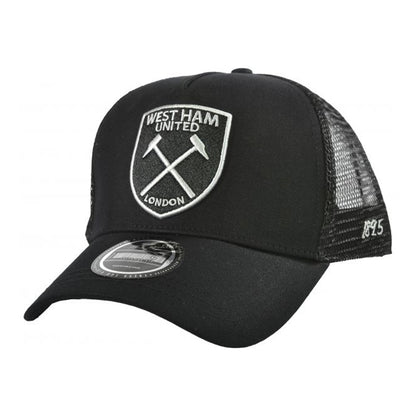 Black-White - Front - West Ham United FC Unisex Adult Mesh Snapback Trucker Cap