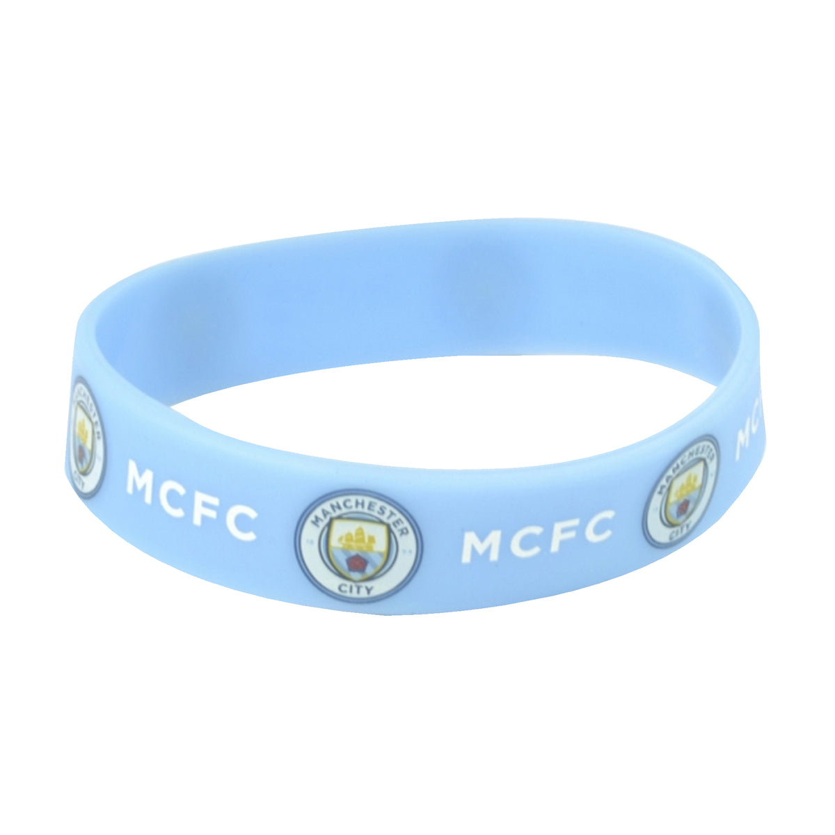 Light Blue - Front - Manchester City FC Official Football Silicone Wristband