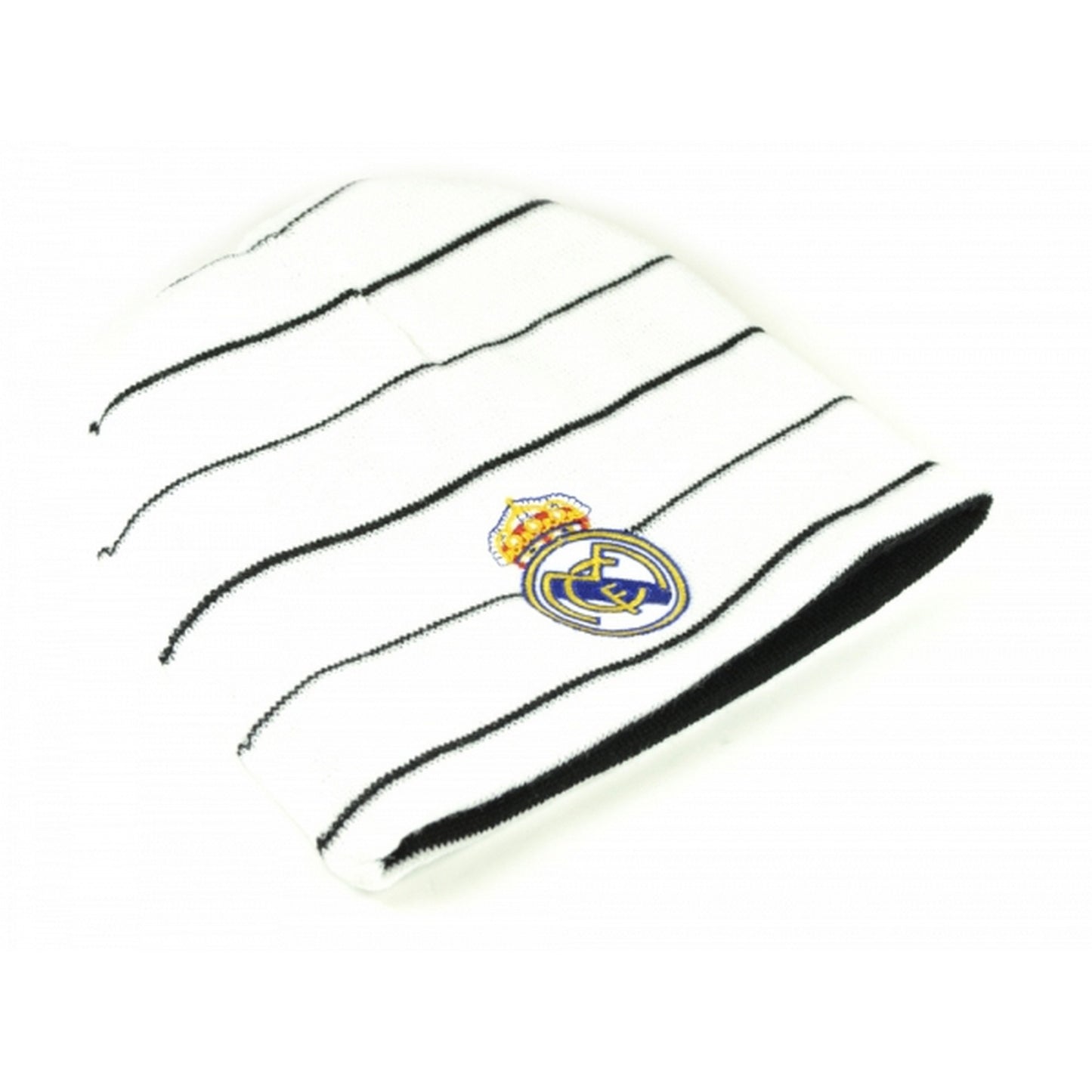 White-Black - Front - Real Madrid CF Official Football Knitted Reversible Beanie Hat