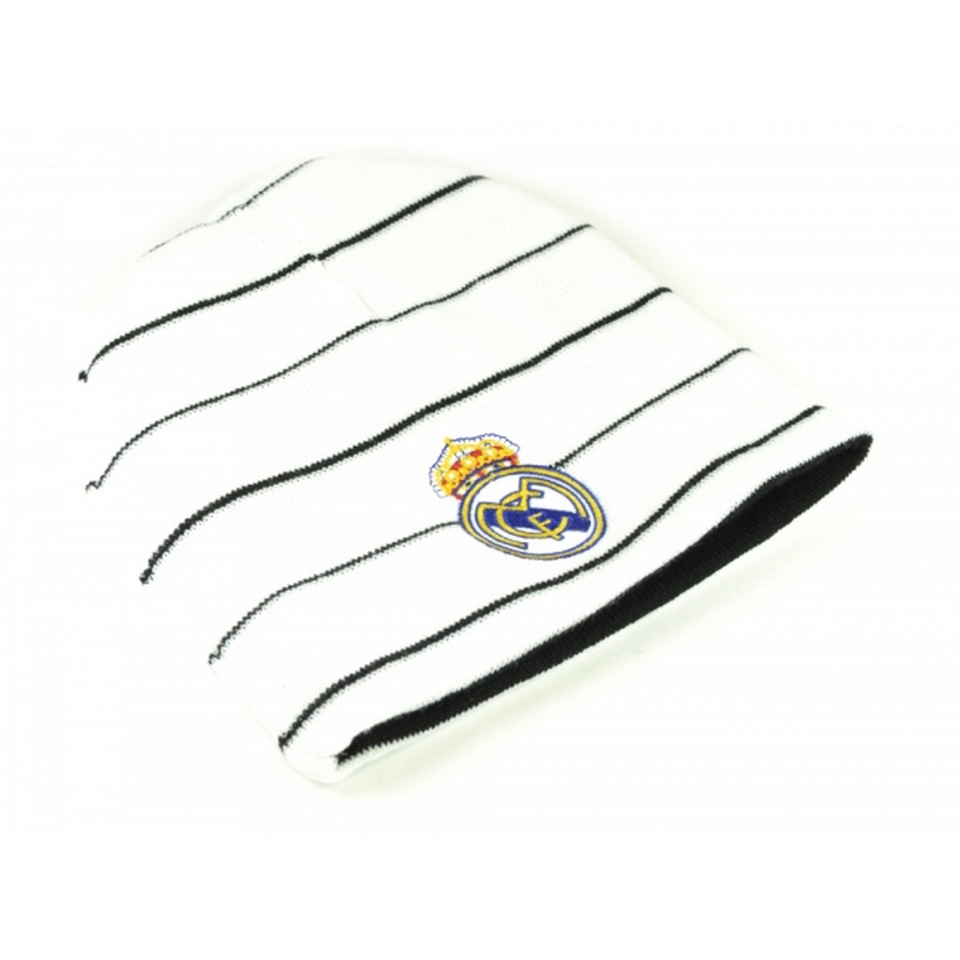 White-Black - Front - Real Madrid CF Official Football Knitted Reversible Beanie Hat