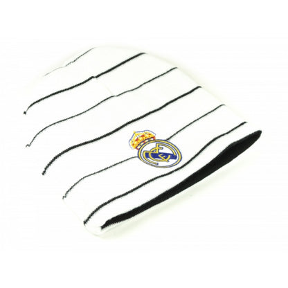 White-Black - Front - Real Madrid CF Official Football Knitted Reversible Beanie Hat