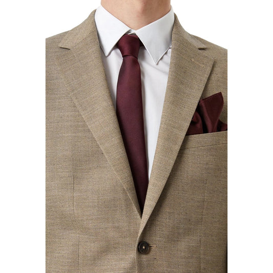 Burgundy - Front - Burton Tie & Pocket Square Set