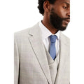 Grey - Side - Burton Mens Textured Check Tailored Suit Jacket