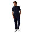 Navy - Side - Burton Mens Yarn Dyed Stripe Pique Polo Shirt