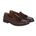 Dark Brown - Front - Burton Mens 1904 Tassel Leather Penny Loafers