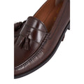 Dark Brown - Side - Burton Mens 1904 Tassel Leather Penny Loafers