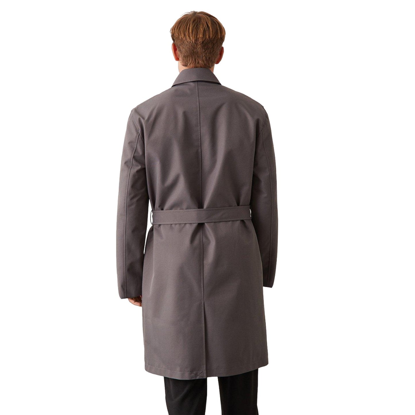 Grey - Back - Burton Mens Double-Breasted Trench Coat