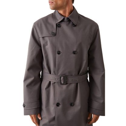 Grey - Side - Burton Mens Double-Breasted Trench Coat