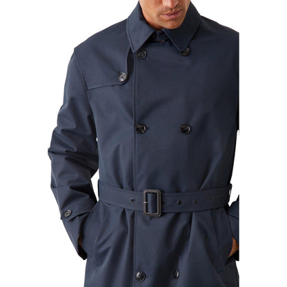 Navy - Side - Burton Mens Double-Breasted Trench Coat