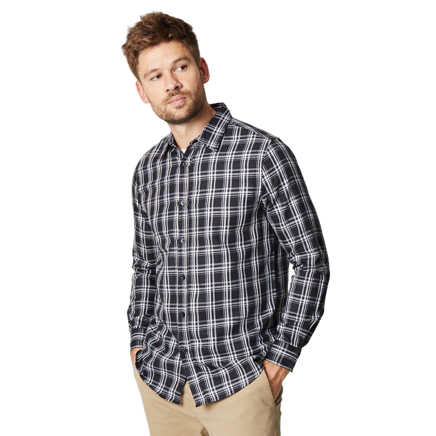 Black - Front - Burton Mens Mono Check Shirt