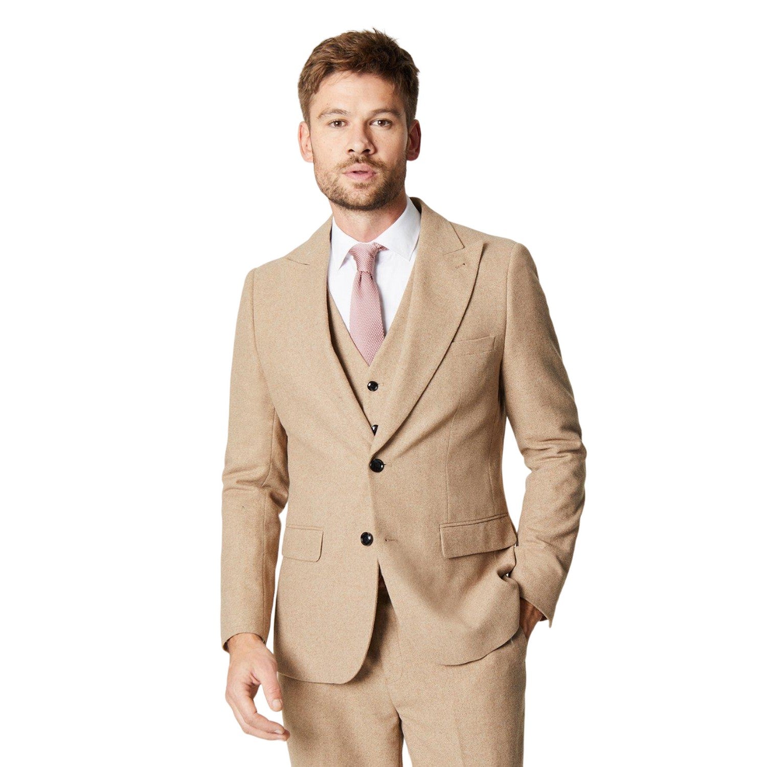 Neutral - Front - Burton Mens Tweed Slim Suit Jacket