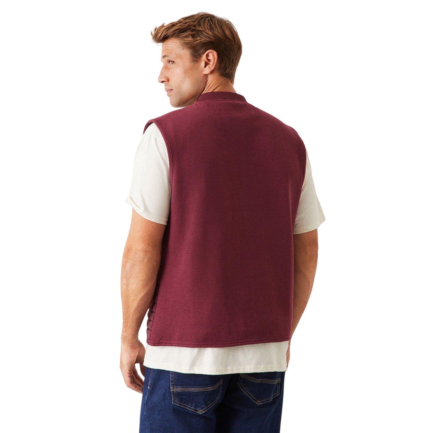Burgundy - Back - Burton Mens Hybrid Bomber Gilet