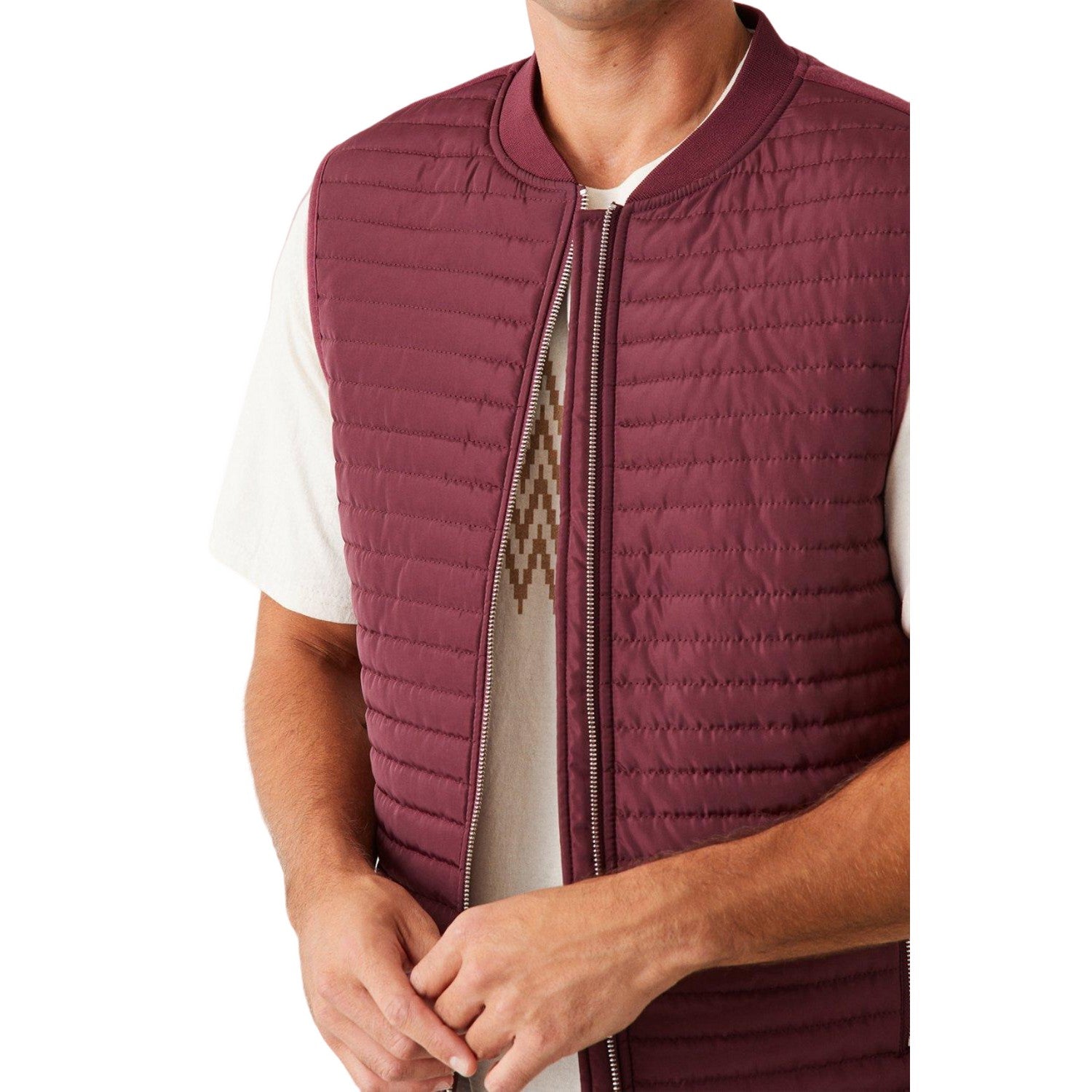 Burgundy - Side - Burton Mens Hybrid Bomber Gilet