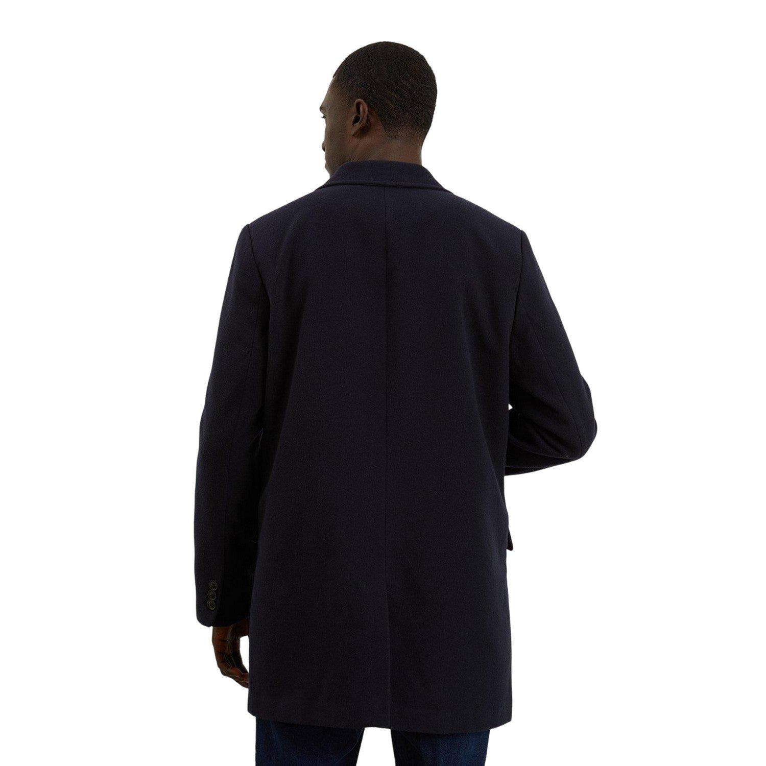 Navy - Back - Burton Mens Signature Two Button Epsom Coat