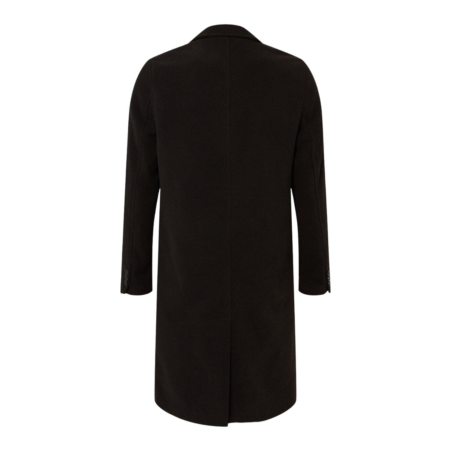 Black - Back - Burton Mens Signature Three Button Epsom Overcoat