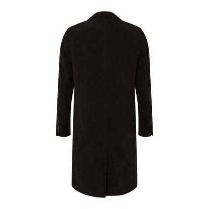 Black - Back - Burton Mens Signature Three Button Epsom Overcoat