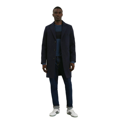 Navy - Side - Burton Mens Signature Three Button Epsom Overcoat