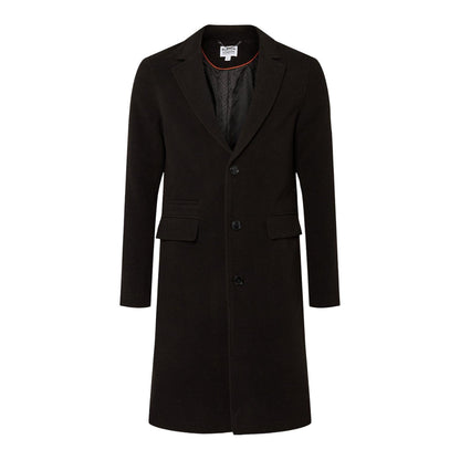 Black - Front - Burton Mens Signature Three Button Epsom Overcoat