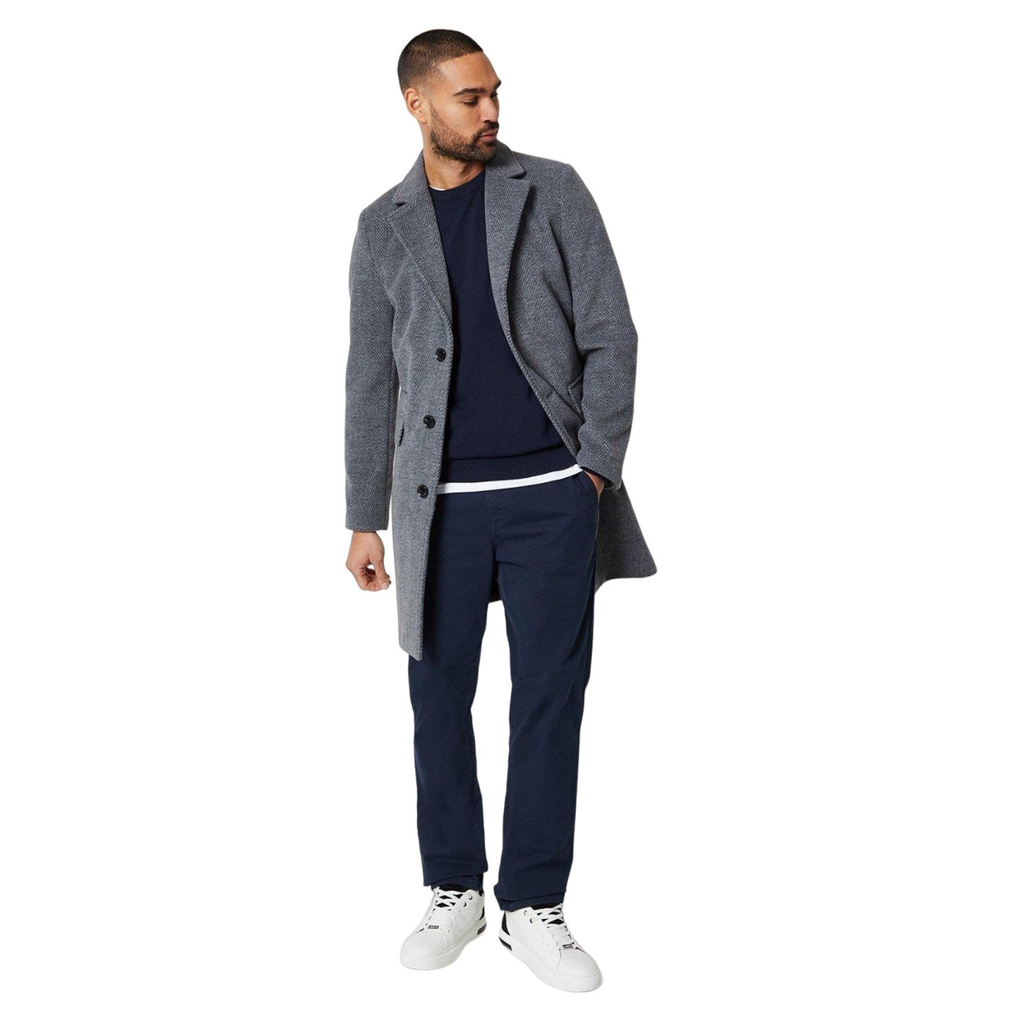 Charcoal - Lifestyle - Burton Mens Textured Wool Two Button Epsom Coat