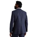 Navy - Back - Burton Mens Small Scale Check Tailored Suit Jacket