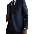 Navy - Side - Burton Mens Small Scale Check Tailored Suit Jacket