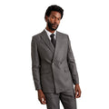 Charcoal - Side - Burton Mens Self Striped Double-Breasted Wide Suit Jacket
