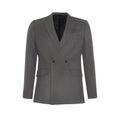 Charcoal - Front - Burton Mens Self Striped Double-Breasted Wide Suit Jacket