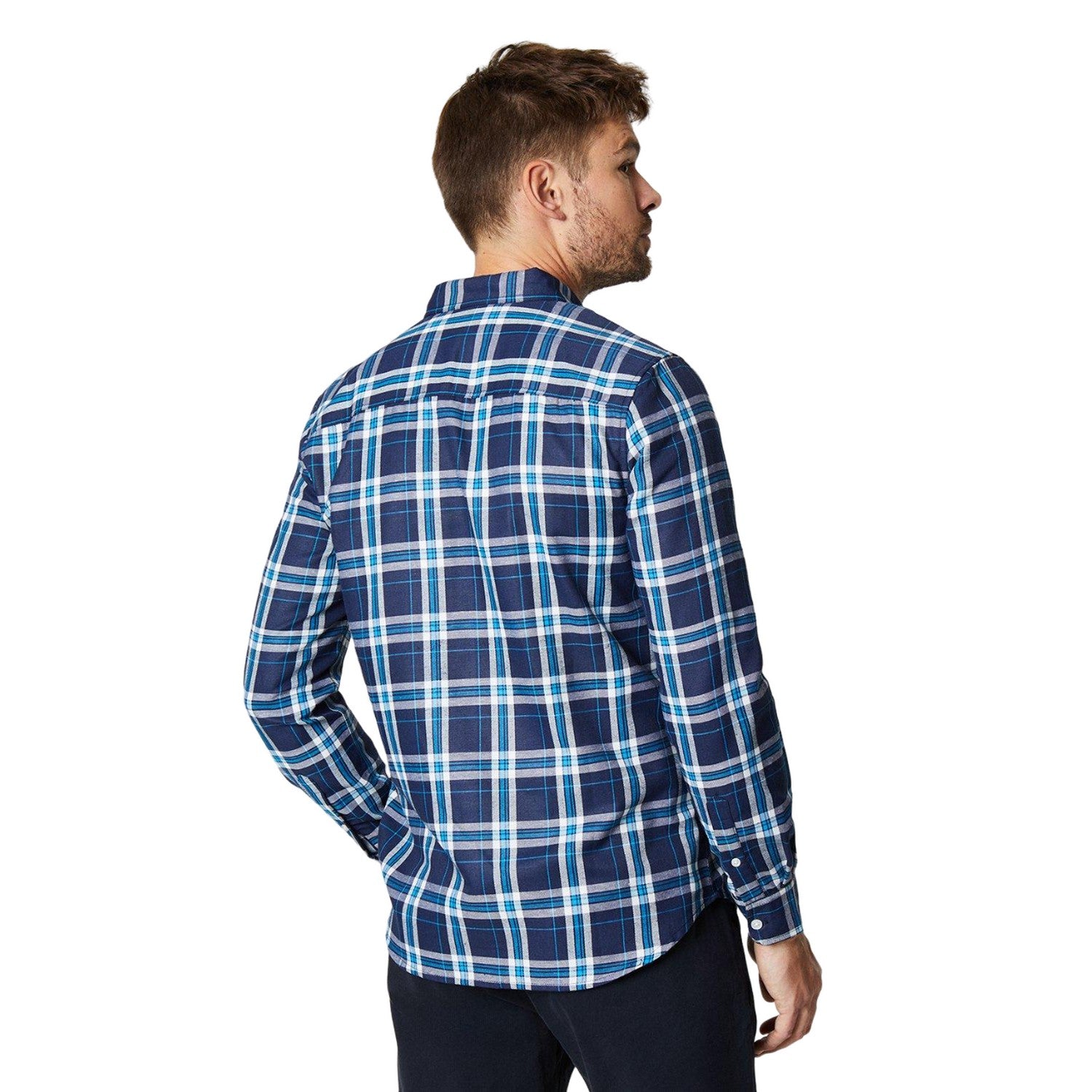 Dark Blue - Back - Burton Mens Checked Button-Down Shirt
