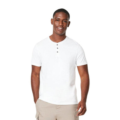 White - Front - Burton Mens Grandad Collar T-Shirt