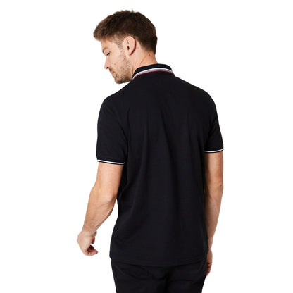 Black - Back - Burton Mens Jacquard Button Neck Polo Shirt