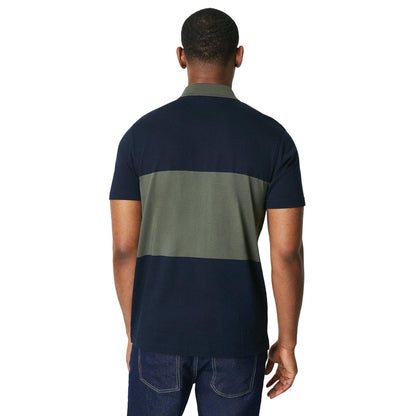 Navy - Back - Burton Mens Block Stripe Zip Neck Polo Shirt