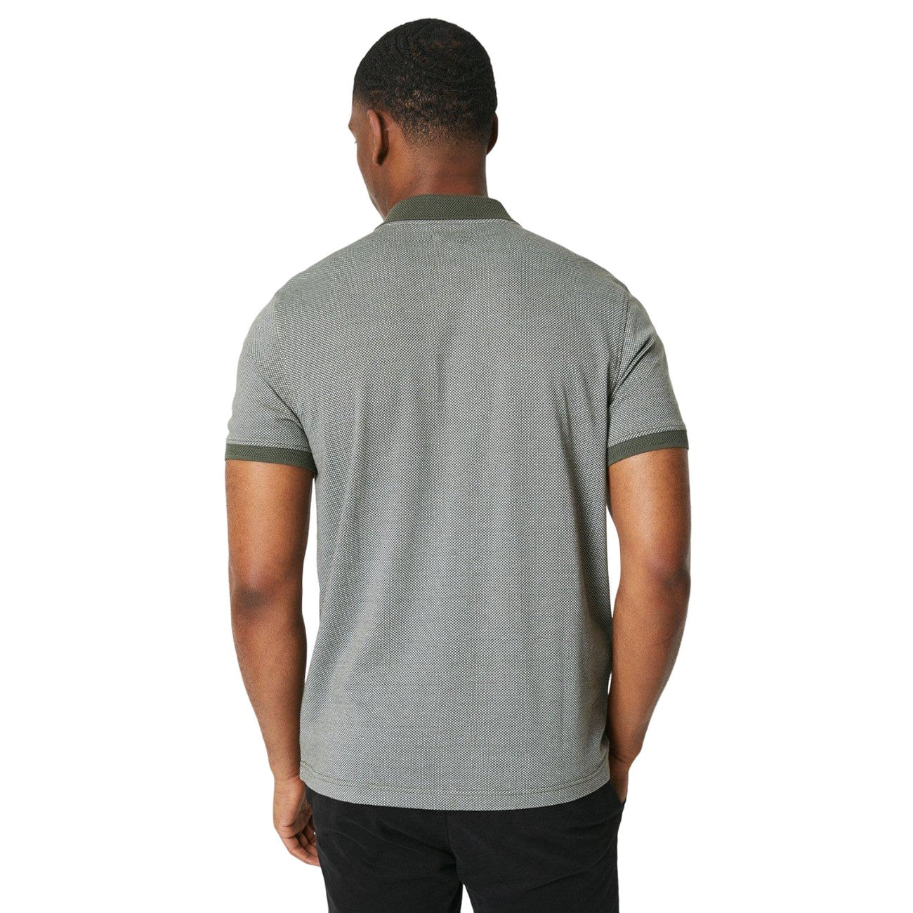 Olive - Back - Burton Mens Dotted Jacquard Polo Shirt