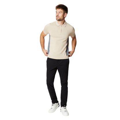 Ecru - Side - Burton Mens Knitted Side Panels Polo Shirt
