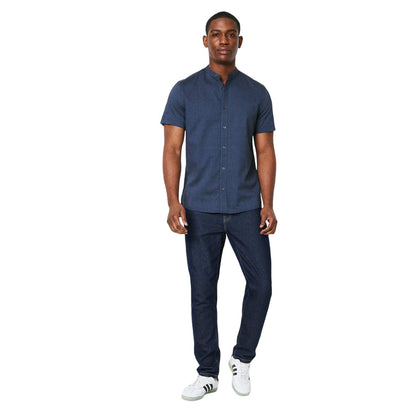 Grey - Lifestyle - Burton Mens Geometric Oxford Grandad Collar Shirt