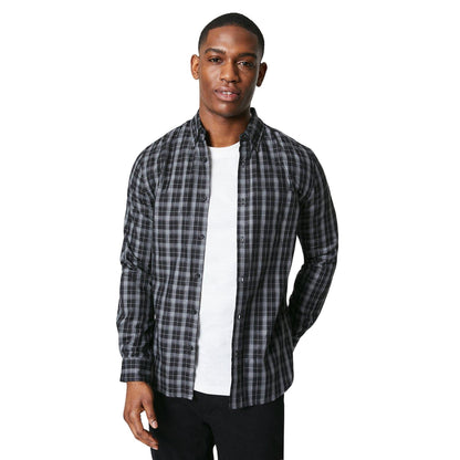 Grey - Front - Burton Mens Checked Button-Down Shirt